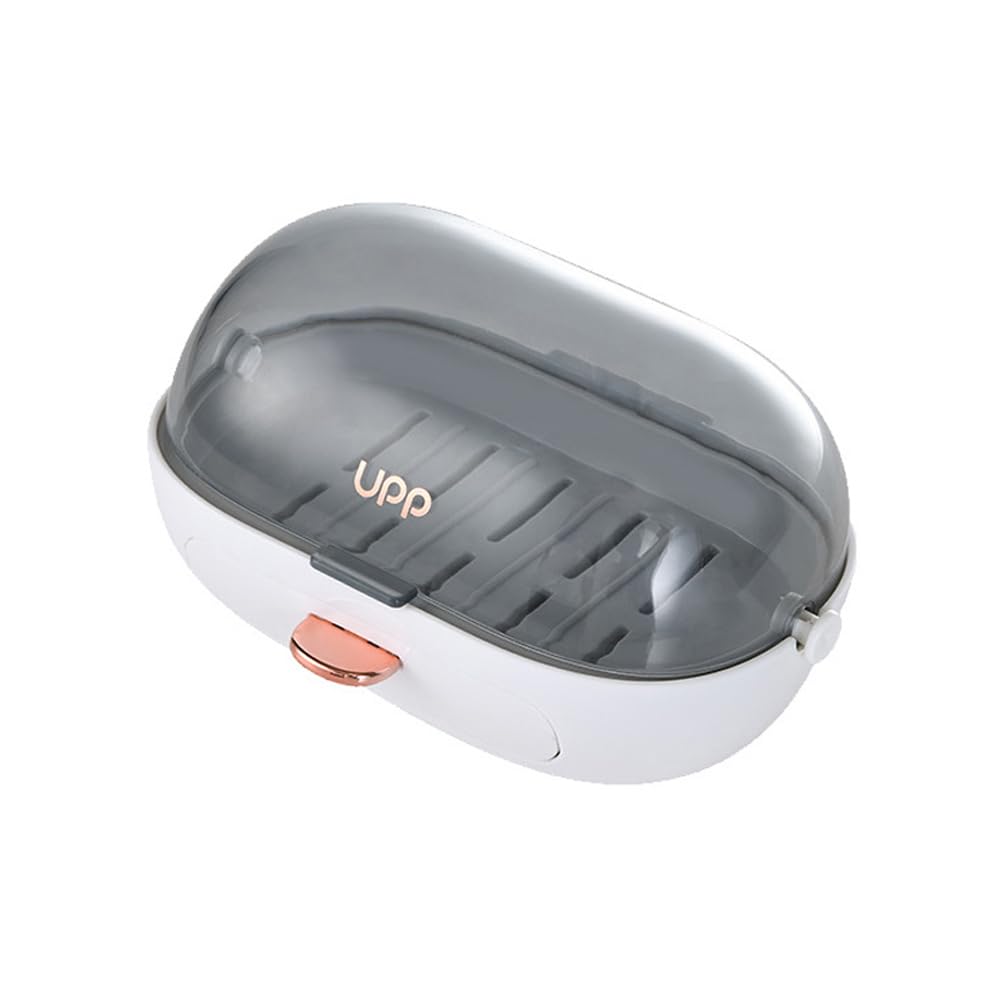2 Pack Shower Soap Dish Holder with Lid, Bar Soap Container with Drain