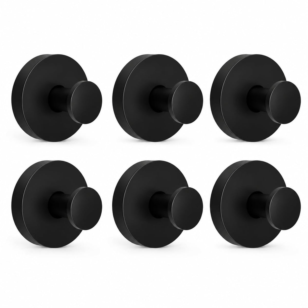 Suction Cup Hooks 6 Pack, Stainless Steel Bathroom Hooks Black