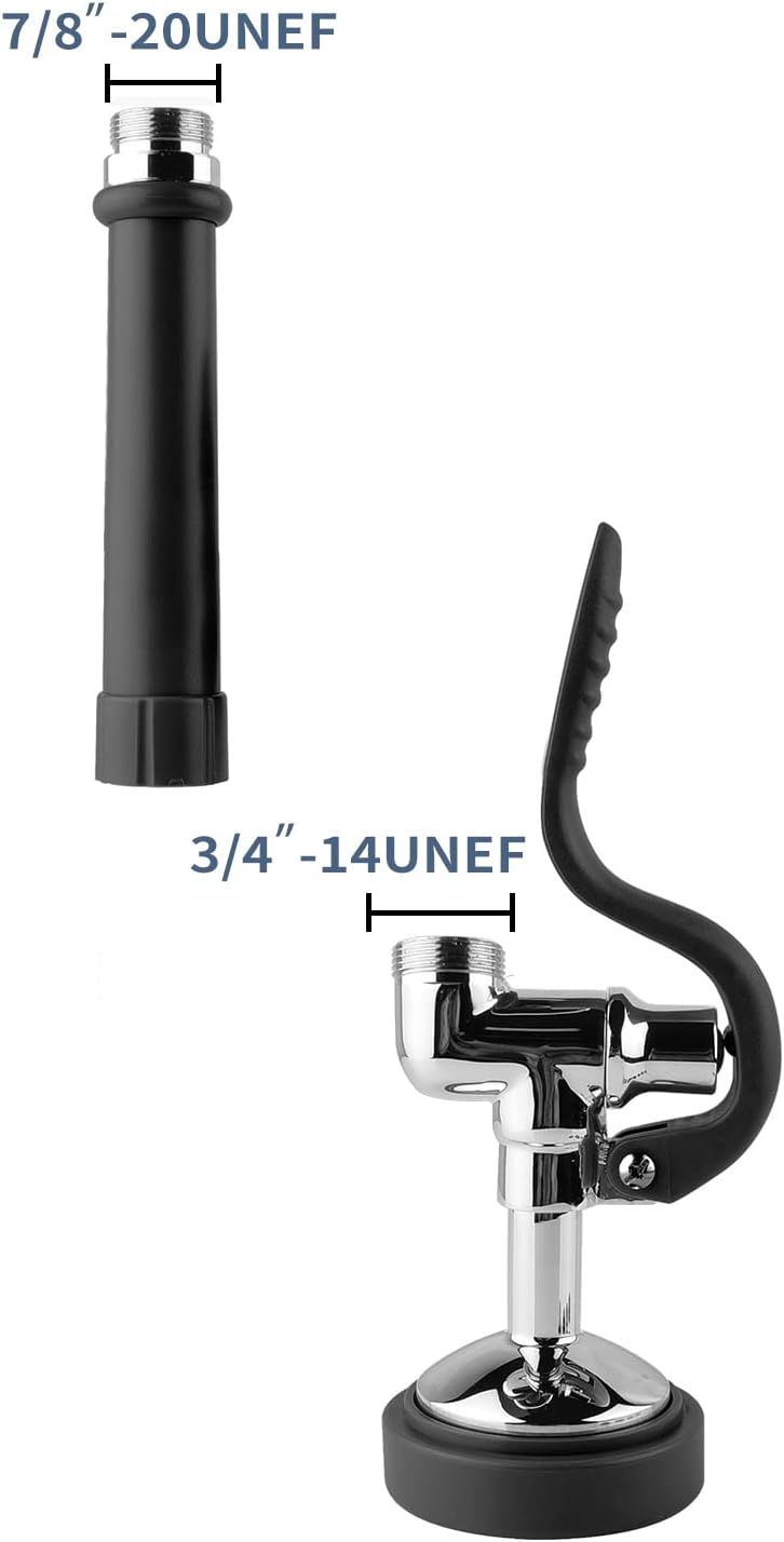 Pre Rinse Sprayer Commercial Sink Sprayer Head,1.42GPM Spray Valve Dish Nozzle with Ergonomic Handle, Faucet Parts for Commercial Kitchen Faucet,Chrome Finished(Black)