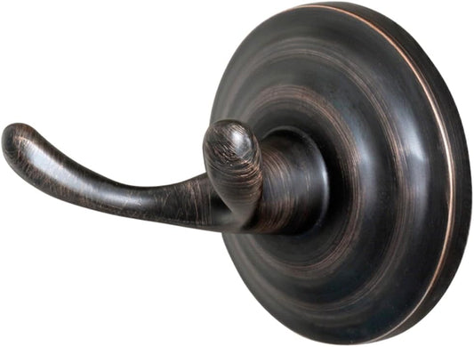 Amazon Basics Zinc Traditional Round Bathroom Towel and Robe Hook, Oil Rubbed Bronze, Easy Installation