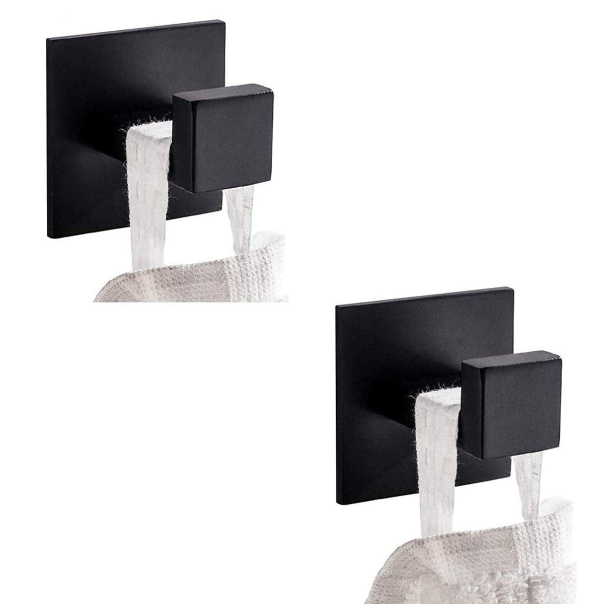 Flybath 2PCS Towel Hooks Self Adhesive 304 Stainless Steel Brushed Silver