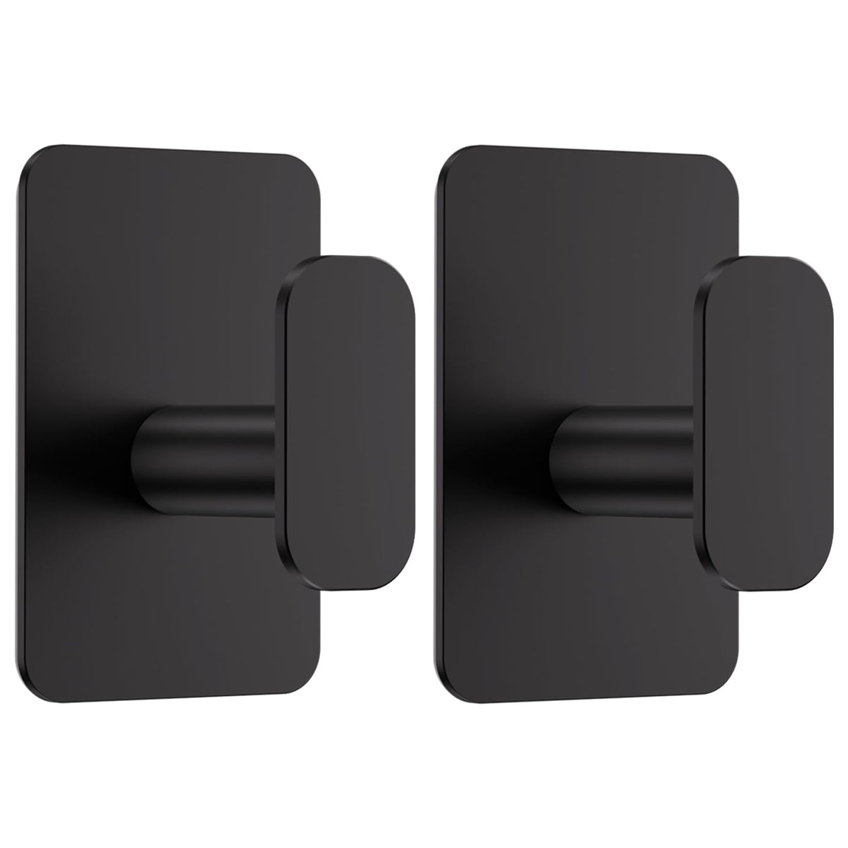 Large Heavy Duty Adhesive Wall Hooks - 26lb Max, Stainless Steel Waterproof Towel Hooks for Hanging Towel, Coat, Robe, Sticky Hooks for Use in Bathroom, Shower, Kitchen, Door(Black, 4 Pack)