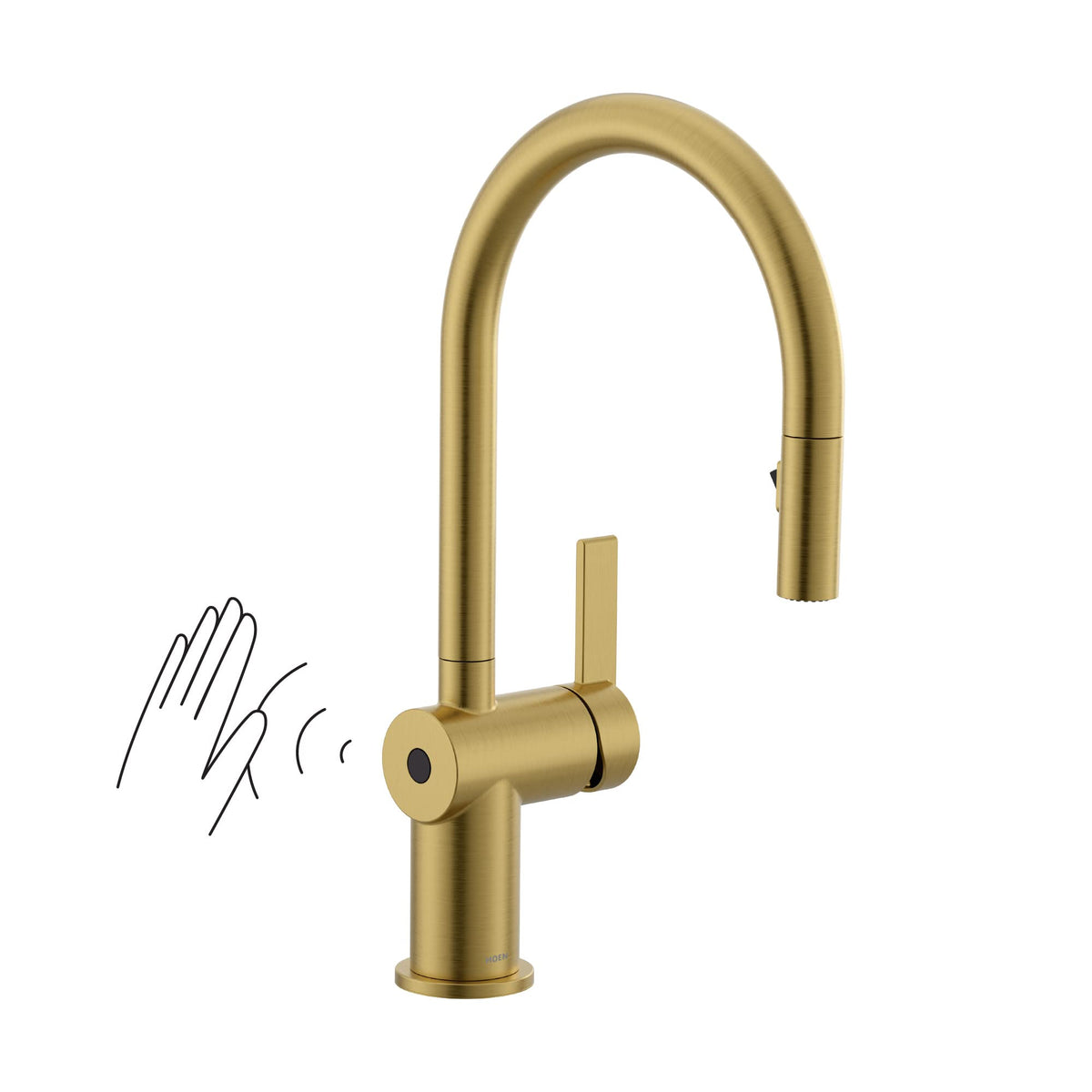 Moen CIA Brushed Gold Pre-Rinse Spring Kitchen Faucet with PowerBoost Pro, 7822BG