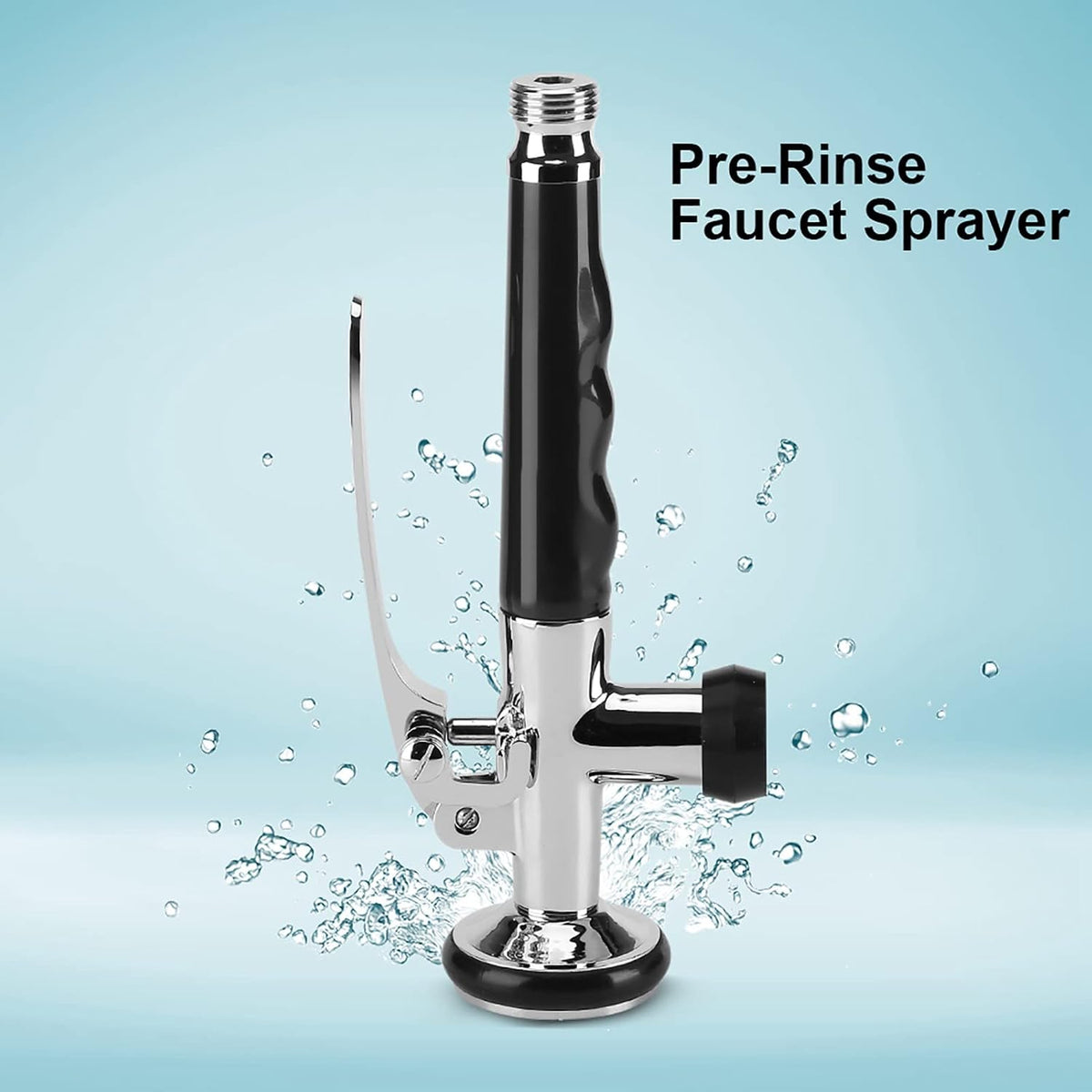 Garosa Faucet Sprayer Pre Rinse Sprayer G1/2" Kitchen Pull Down Faucet Swivel Sink Tap Spout Spray Stainless Steel Kitchen Faucet Spray Valve with Handle Grip Shower Accessories Black