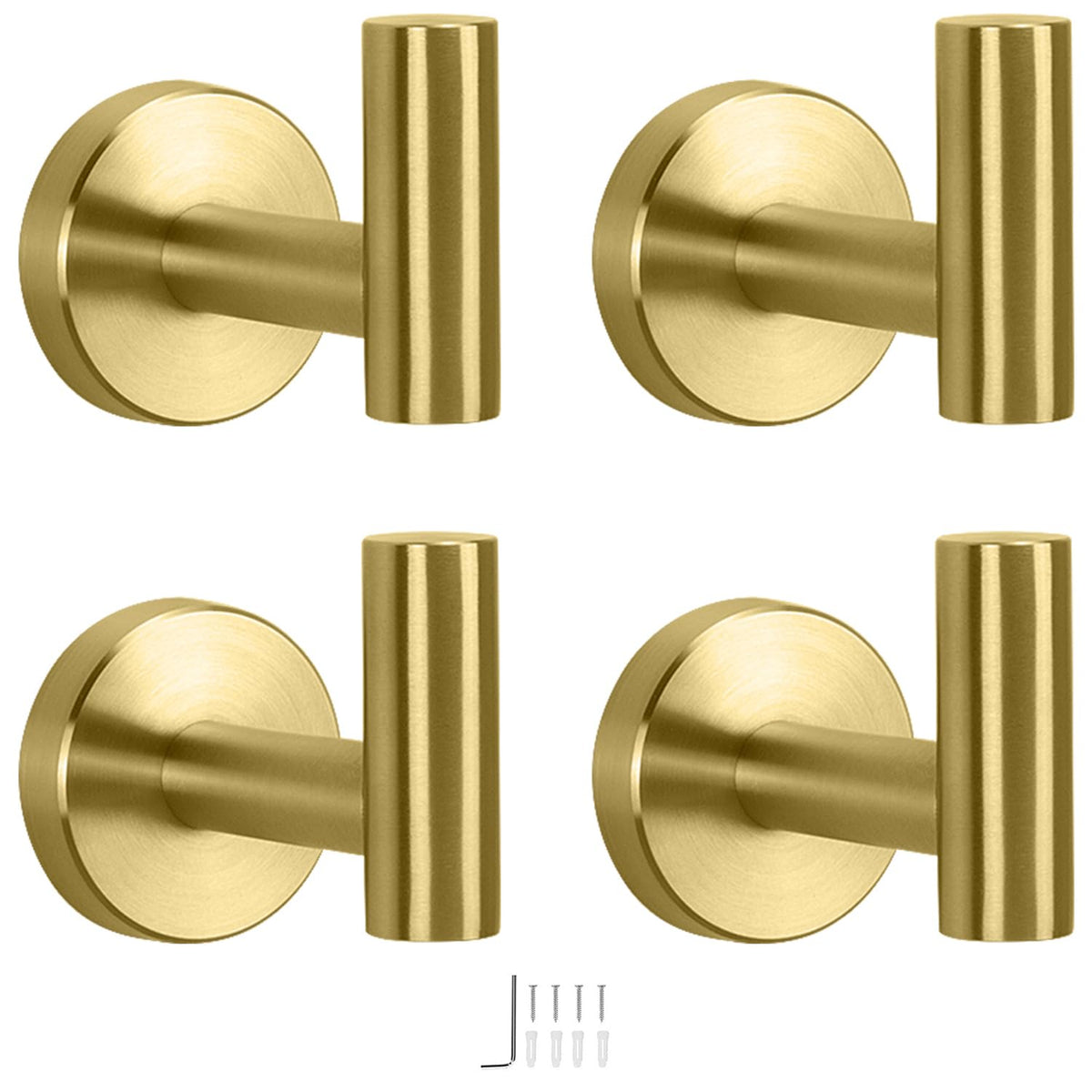 NearMoon Bath Towel Hooks- SUS 304 Stainless Steel Robe Hook Holder, Heavy Duty Coat Hook for Bathroom Livingroom Hotel Kitchen Garage, Wall Mounted (Chrome Finish, 4 Pack)