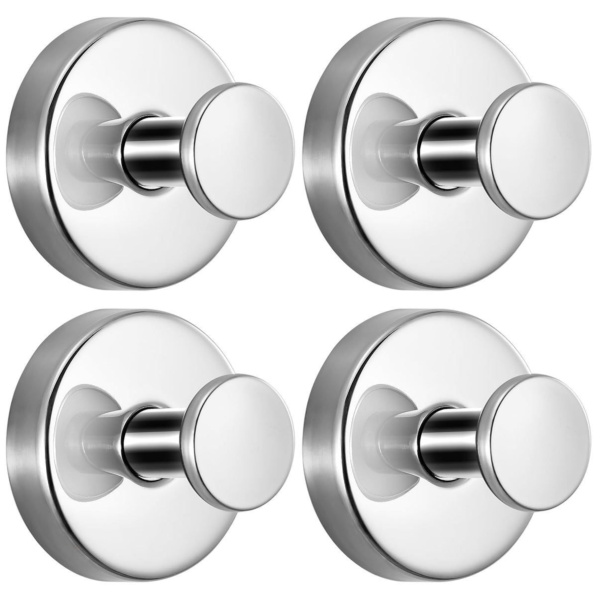 Suction Cup Hooks for Shower No-Drill Bathroom Hooks for Towels, Robes, Loofah Mountable on Bathroom Walls, Kitchen, Glass, Mirrors, Tile and Smooth,Non-Porous Surfaces (4, Brushed Nickel)