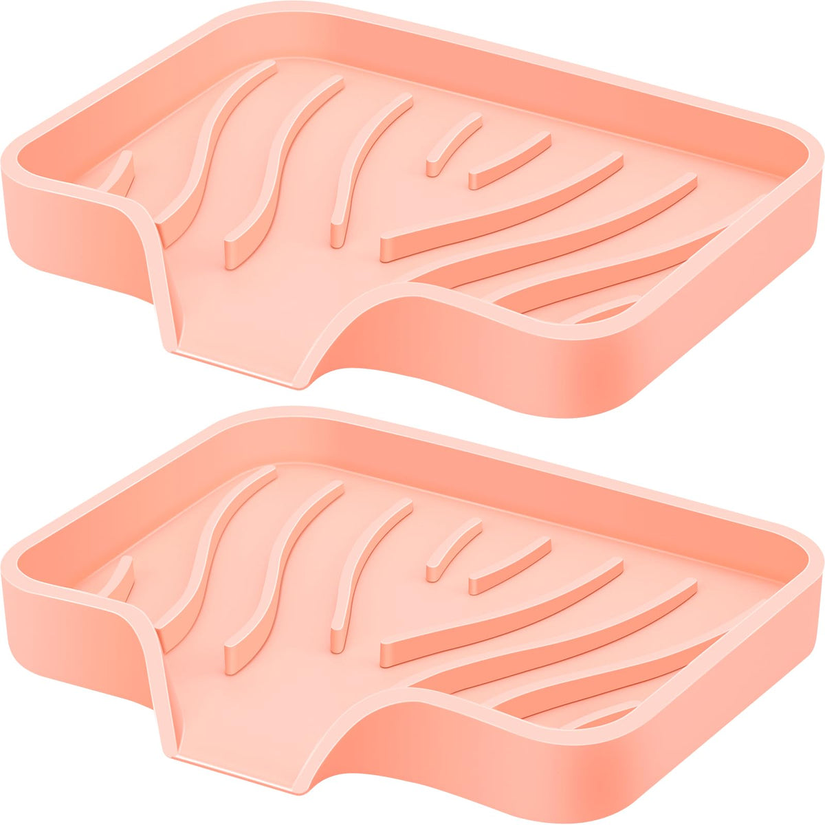 Silicone Soap Dish with Drain, SAISN Kitchen Soap Tray for Shower 2 Pack Self Draining Soap Dish Soft Bathroom Soap Holder for Kitchen Sink Flexible Portable Soap Saver, White