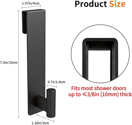 Shower Door Hooks, Towel Hooks Fit 3/8" (10mm) Glass Door, Black