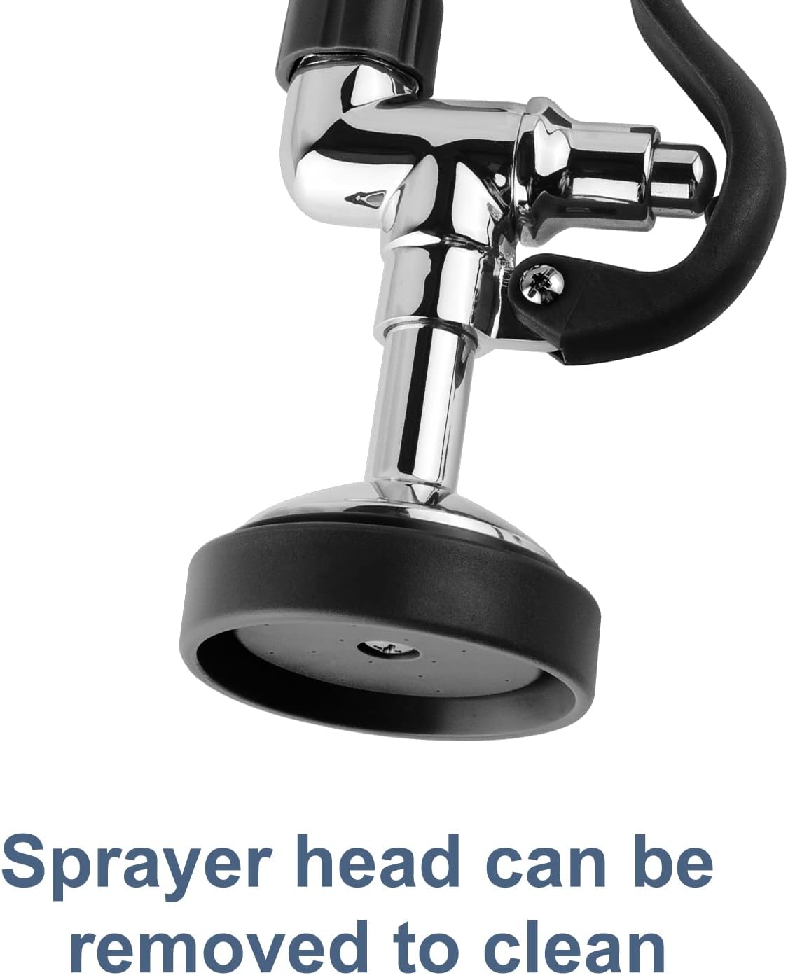 Pre Rinse Sprayer Commercial Sink Sprayer Head,1.42GPM Spray Valve Dish Nozzle with Ergonomic Handle, Faucet Parts for Commercial Kitchen Faucet,Chrome Finished(Black)