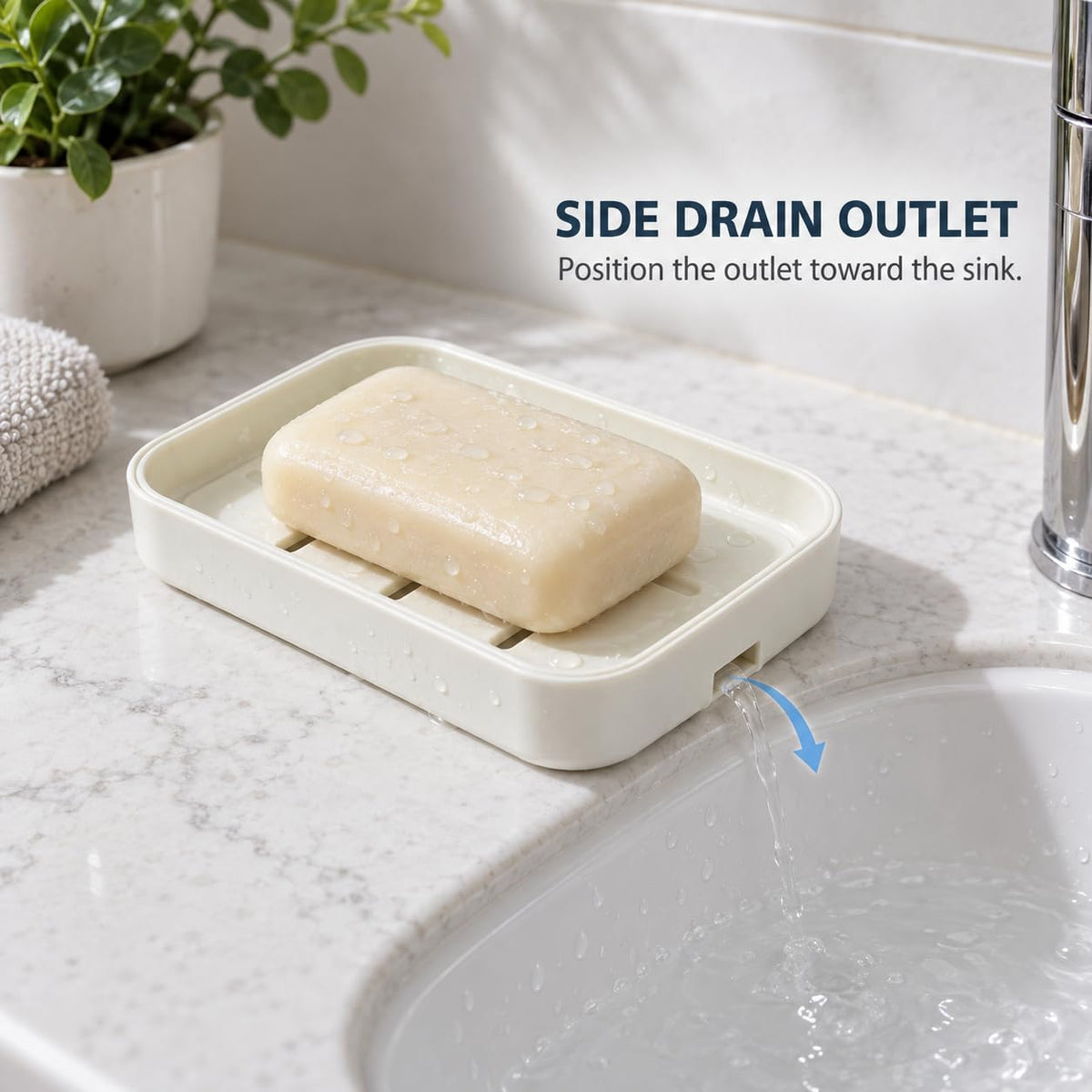 2 Pack Plastic Soap Dish with Drainage, Self-Draining Soap Holder for Bathroom & Kitchen Sink, 2-Layer Soap Saver Tray with Removable Drain Tray, White, 5” x 3.4” x 0.8”