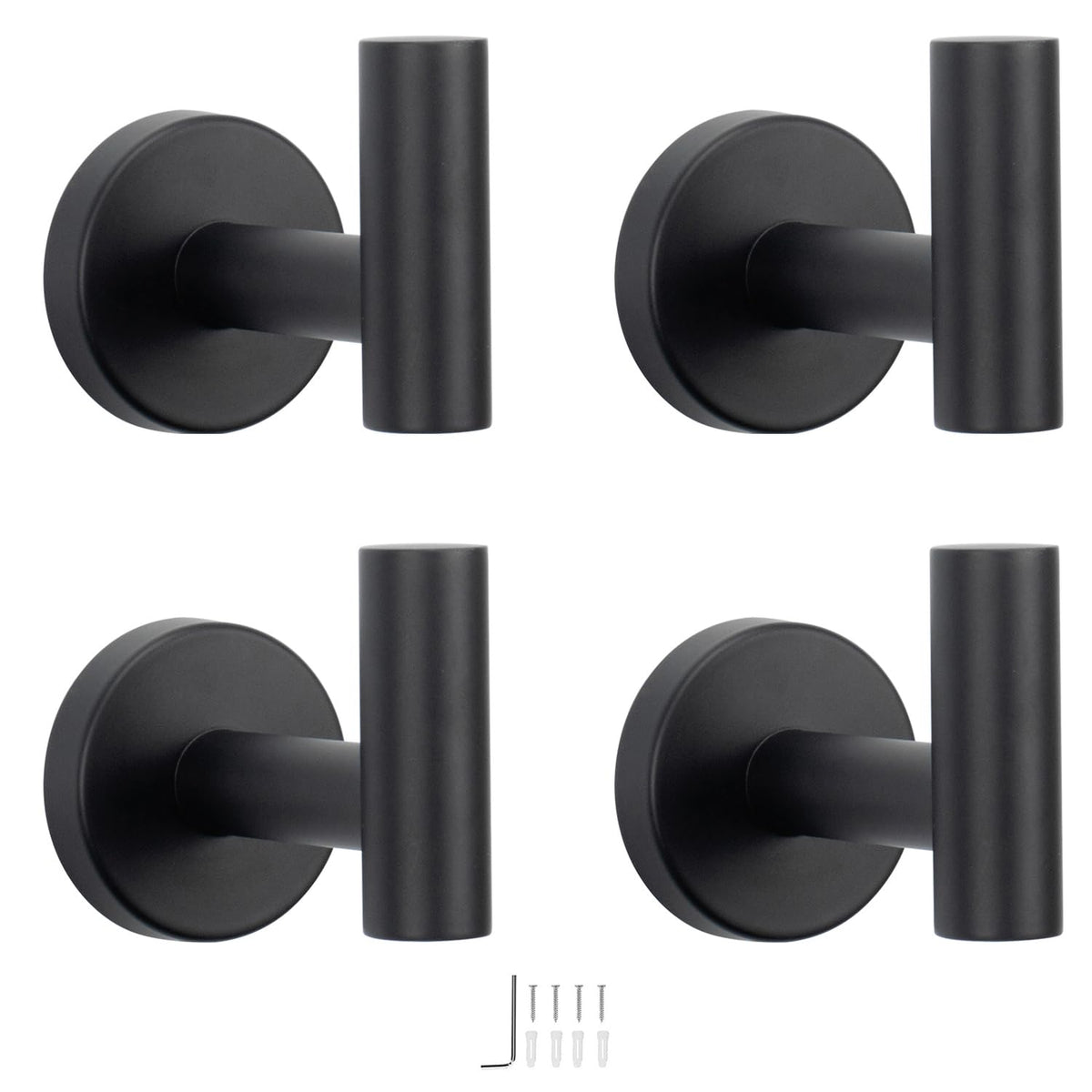 NearMoon Bath Towel Hooks- SUS 304 Stainless Steel Robe Hook Holder, Heavy Duty Coat Hook for Bathroom Livingroom Hotel Kitchen Garage, Wall Mounted (Chrome Finish, 4 Pack)