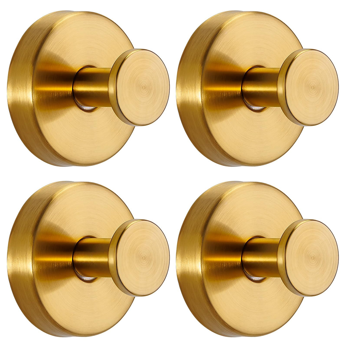 Suction Cup Hooks for Shower No-Drill Bathroom Hooks for Towels, Robes, Loofah Mountable on Bathroom Walls, Kitchen, Glass, Mirrors, Tile and Smooth,Non-Porous Surfaces (4, Brushed Nickel)