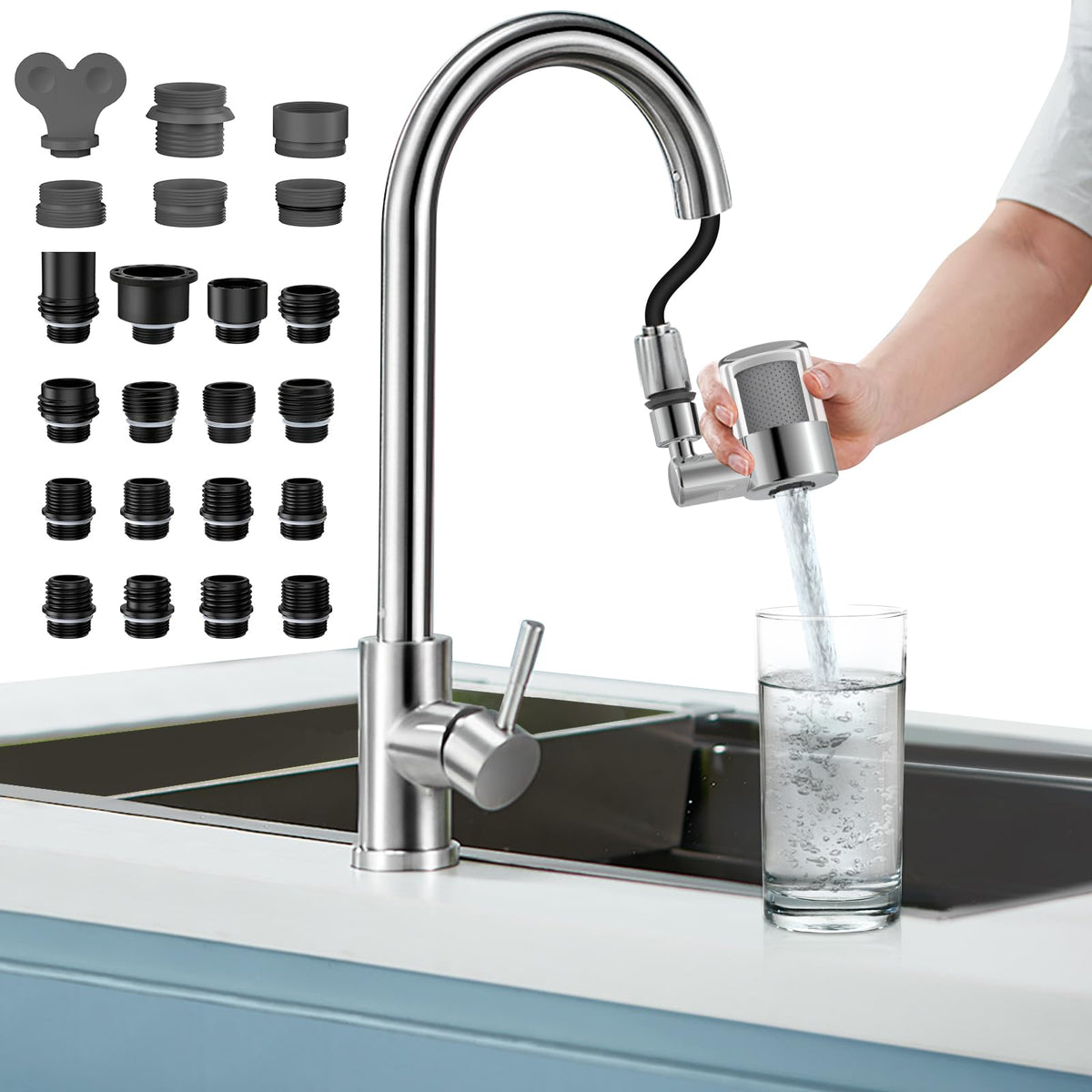 CECEFIN Kitchen Sink Sprayer Hose Attachment for Faucet, 79" Recoil Hose