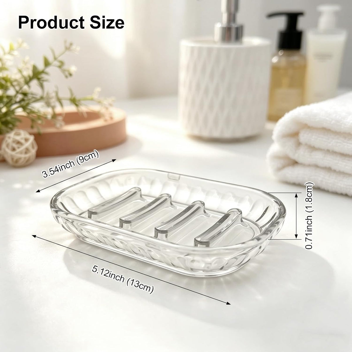 2 Pack Clear Soap Dish Holder for Bar Soap, Bathroom and Shower Soap Tray, Kitchen Sink Soap Saver Dish, Fits Most Soaps