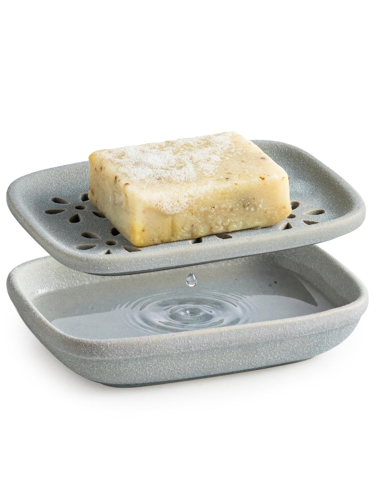 Miamolo Soap Dish for Shower with Drainage, Double Layer, Extends Soap Life