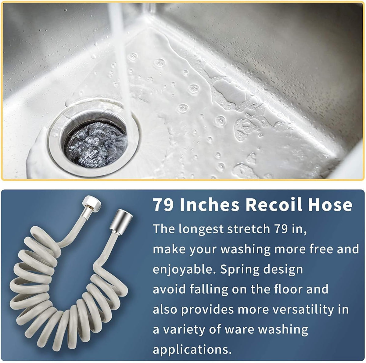 CECEFIN Kitchen Sink Sprayer Hose Attachment for Faucet, 79" Recoil Hose