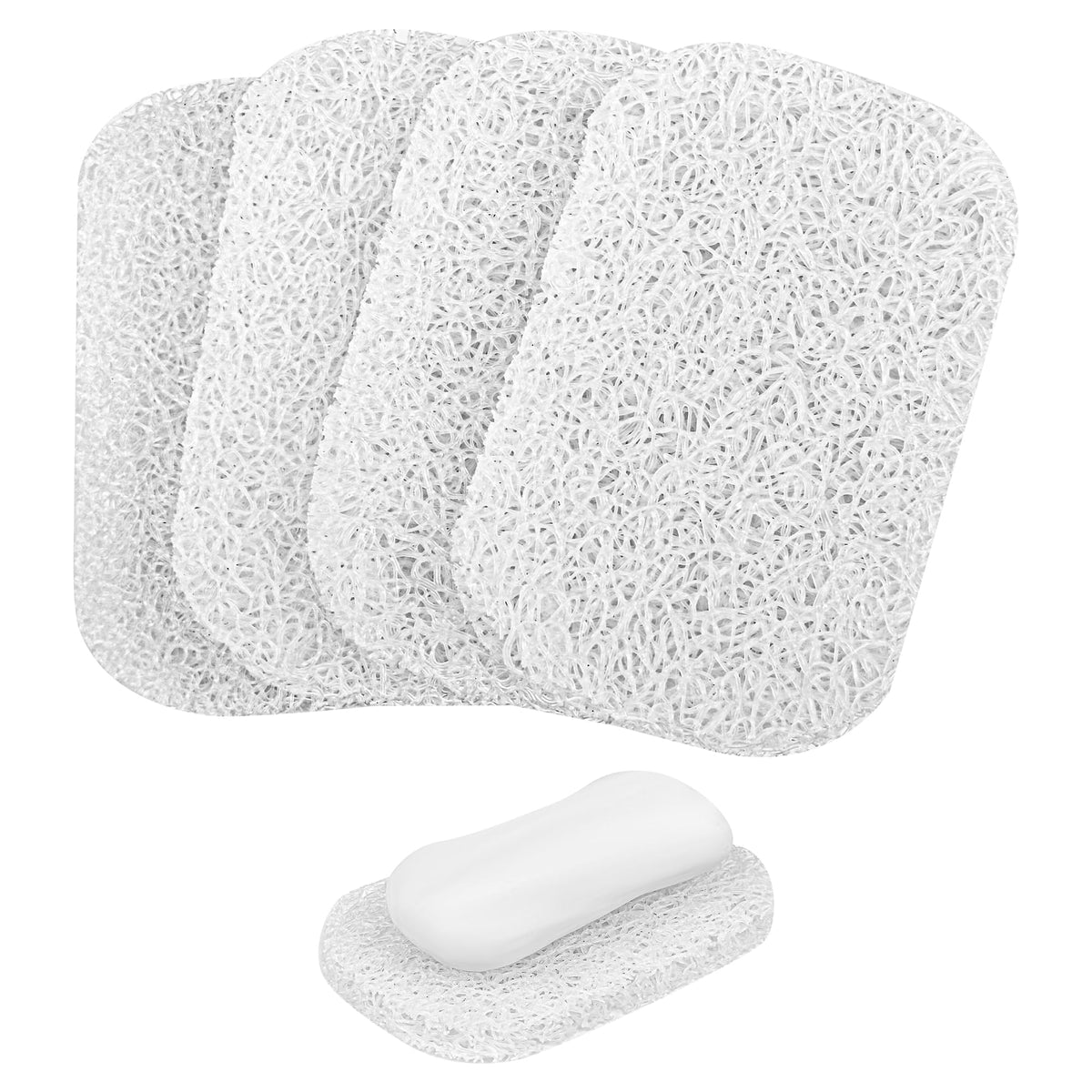 4PCS White Soap Holder Pad BPA-Free Savers Pads for Soap Dish,Easy to Clean Soap Lifting Pads Suitable for Shower Kitchen Bathroom Bathroom Travel Hotel Cleaning Products