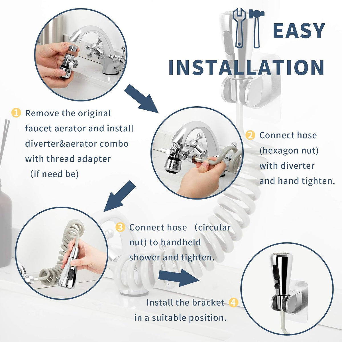 CECEFIN Kitchen Sink Sprayer Hose Attachment for Faucet, 79" Recoil Hose