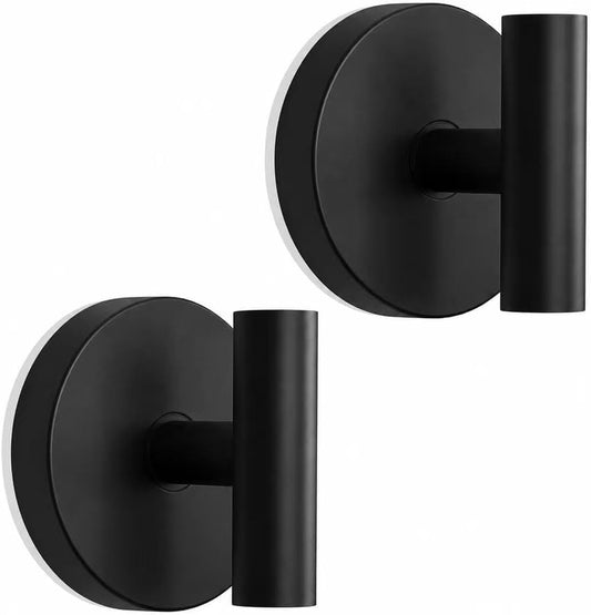 MOTAIPEAK Suction Cup Hooks for Shower, No-Drill Towel Hooks, Black 2-Pack
