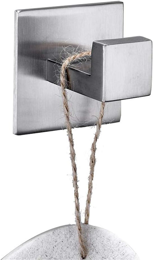 Flybath 2PCS Towel Hooks Self Adhesive 304 Stainless Steel Brushed Silver
