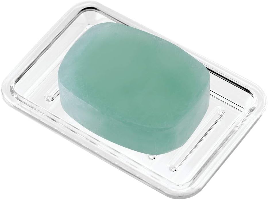 iDesign Royal Plastic Rectangular Soap Saver, Bar Holder Tray for Bathroom Counter, Shower, Kitchen, 3.5" x 5.25", Clear