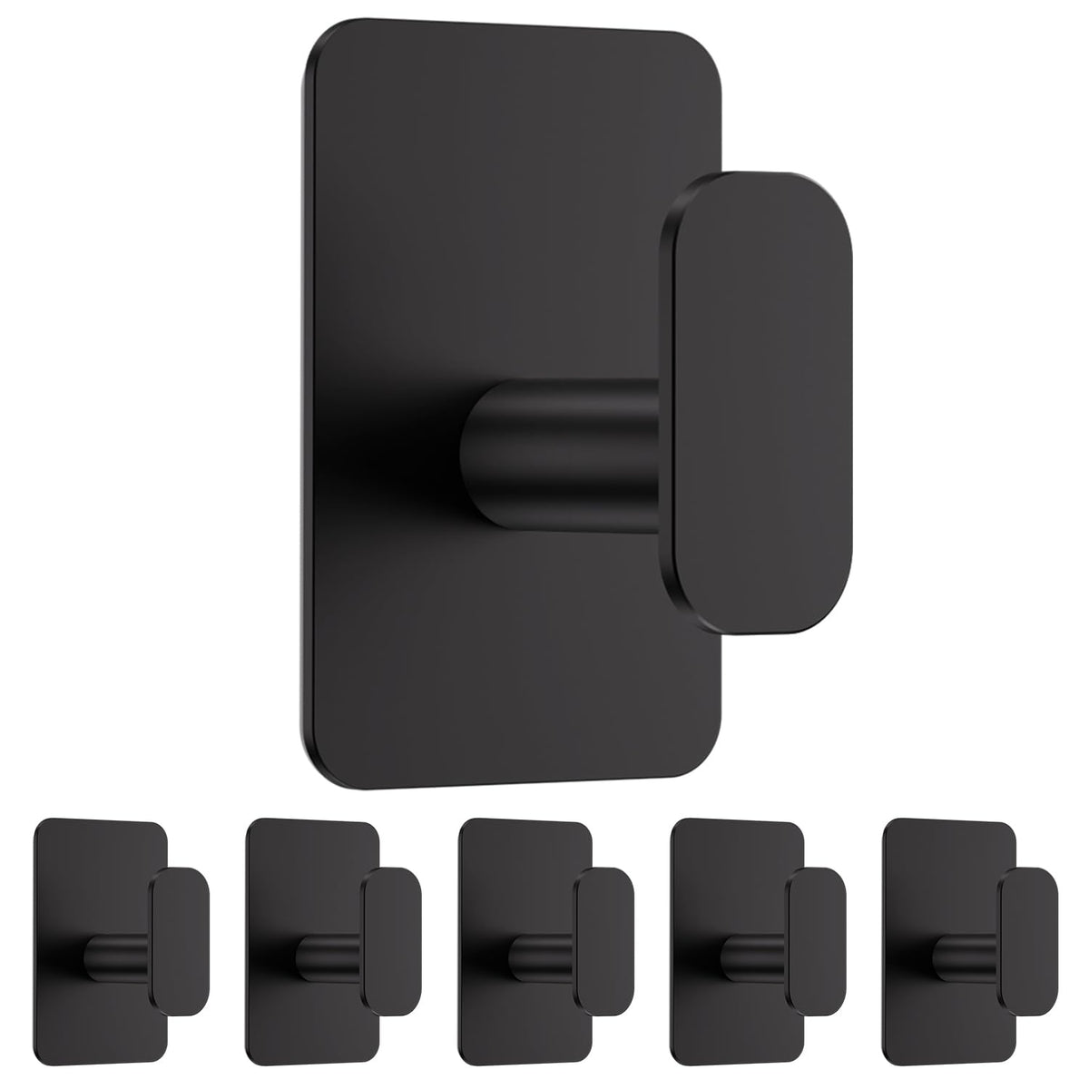 Large Heavy Duty Adhesive Wall Hooks - 26lb Max, Stainless Steel Waterproof Towel Hooks for Hanging Towel, Coat, Robe, Sticky Hooks for Use in Bathroom, Shower, Kitchen, Door(Black, 4 Pack)