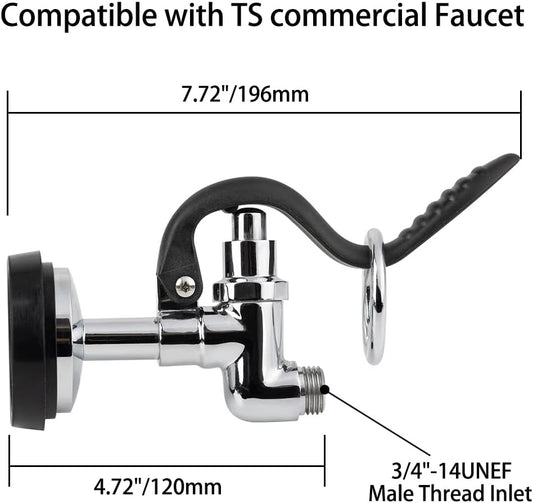 Pre Rinse Sprayer Valve Fits for T&S Brass Spray Valve Replace B-0107, High-Pressure Commercial Pre Rinse Spray Head Dish Sprayer Replacement Kit for Restaurant Industrial Faucets - Black
