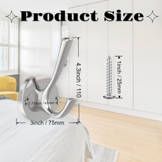 2 Pack Brushed Nickel Heavy Duty Towel Hooks for Bathrooms
