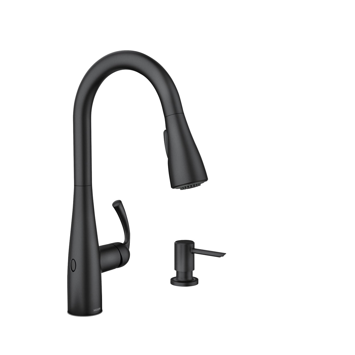 Moen Essie Mediterranean Bronze MotionSense Wave One-Handle Touchless Kitchen Faucet with Pulldown Sprayer and Soap Dispenser, 87014EWBRB
