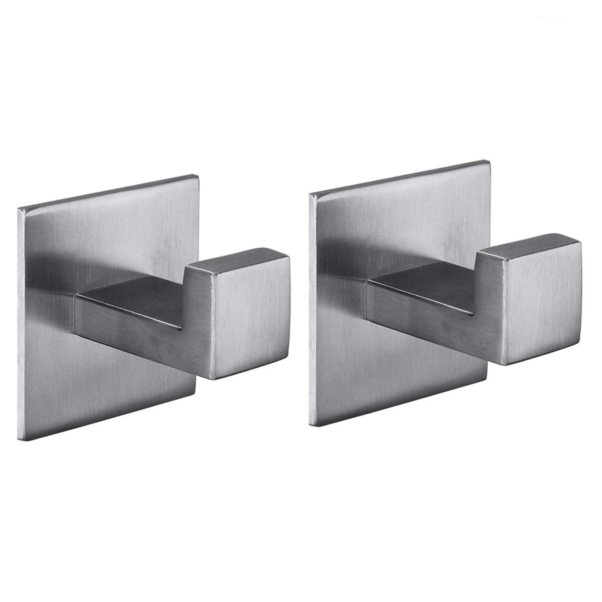 Flybath 2PCS Towel Hooks Self Adhesive 304 Stainless Steel Brushed Silver