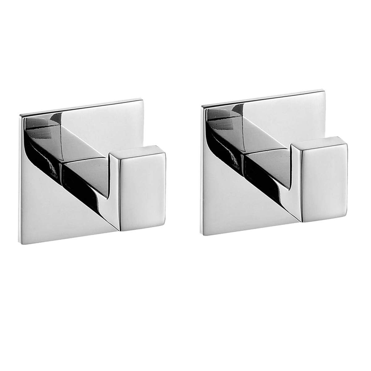Flybath 2PCS Towel Hooks Self Adhesive 304 Stainless Steel Brushed Silver