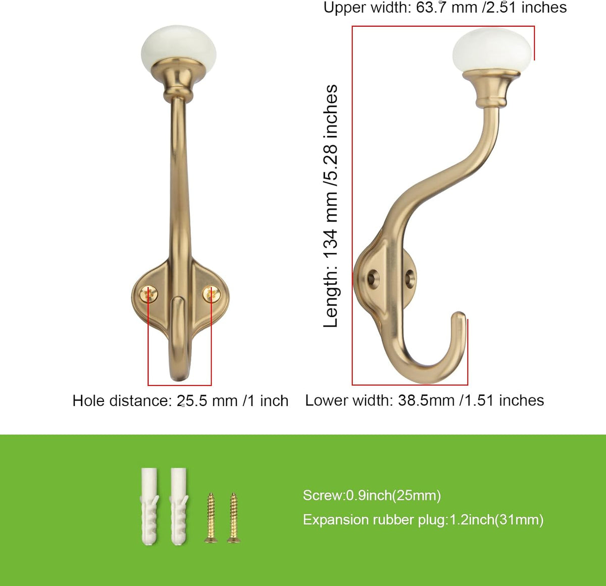 TUNNY Coat Hooks - 5 Pack Champagne Bronze Towel Hooks Robe Hooks Decorative Wall Hooks for Bathroom Bedroom Kitchen Towel Robe Clothes Cabinet Closet Bathroom Hardware
