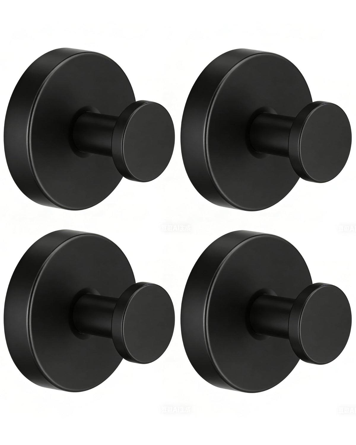 Black Suction Cup Hooks for Shower, Stainless Steel Robe Hooks (2PC)