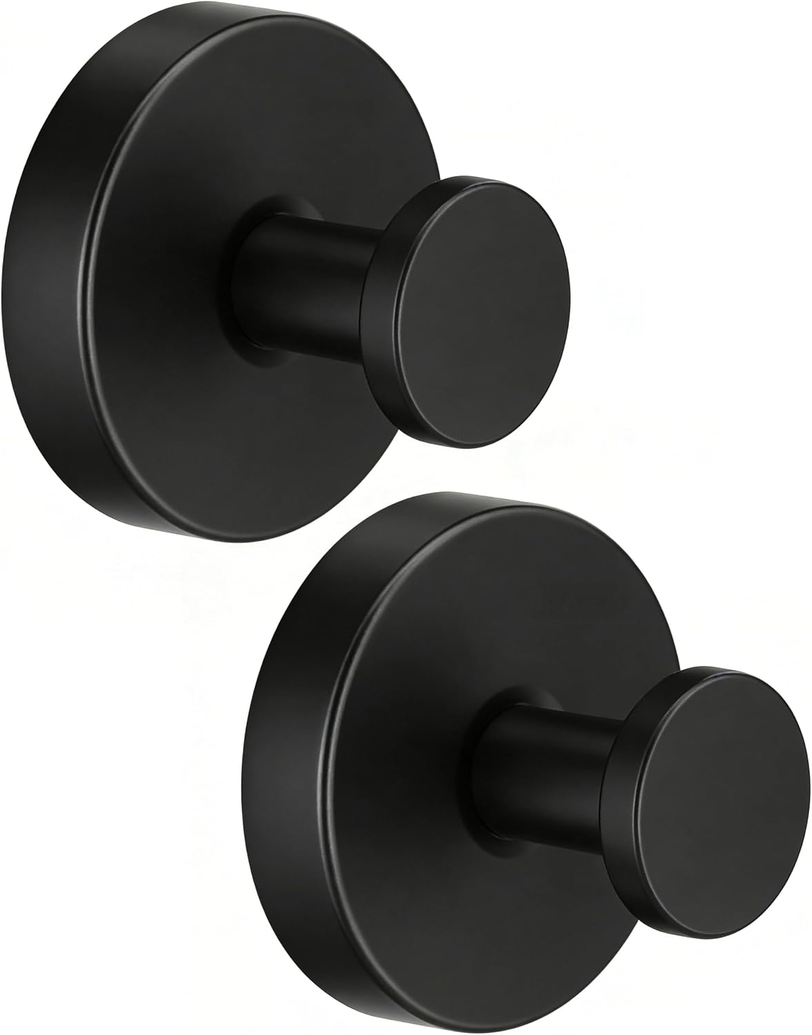Black Suction Cup Hooks for Shower, Stainless Steel Robe Hooks (2PC)