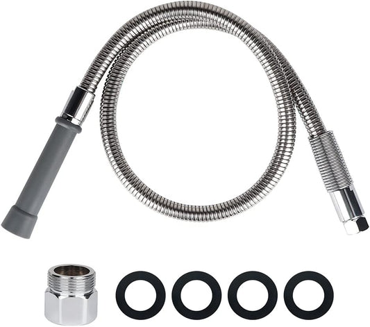 Pre Rinse Spray Hose with Heat Resistant Handle for Restaurant Kitchen Faucet, 44 Inch Commercial Sink Sprayer Hose Replacement B-0044-H Dish Spray Faucet Hose for T&S Brass
