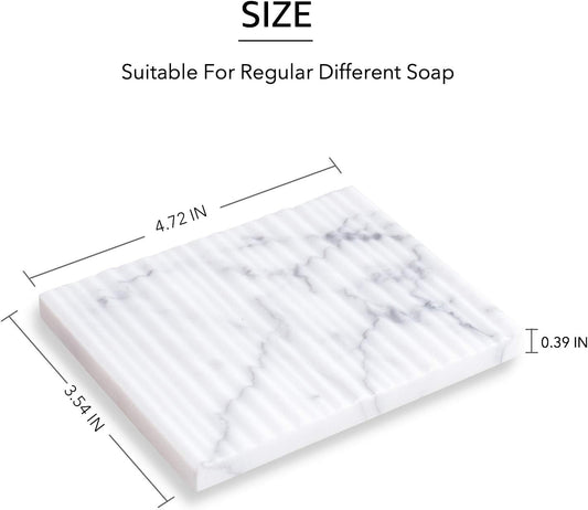 Draining Marble Soap Dish Holder for Bathroom Shower, Non-Slip & Quick Dry