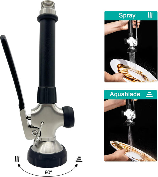 Achelous Pre Rinse Spray Commercial Sink Faucet Sprayer Dual Function,Spray Valve For Use In Commercial Kitchen Faucet,Stainless Steel Nickel Brushed Finished（Black）
