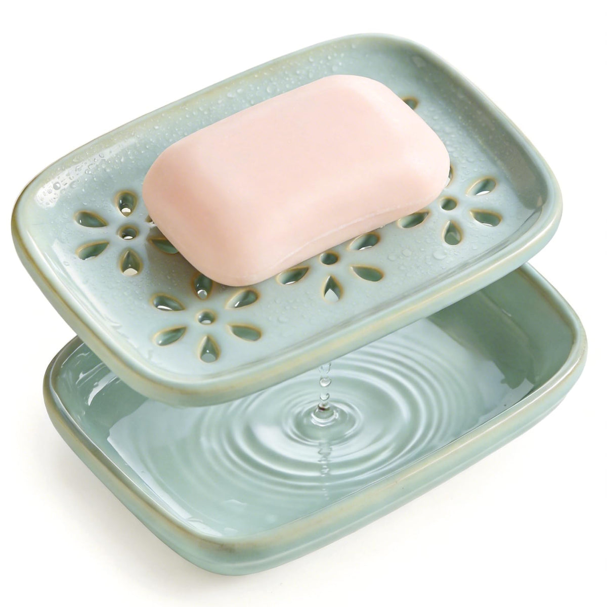 Miamolo Soap Dish for Shower with Drainage, Double Layer, Extends Soap Life