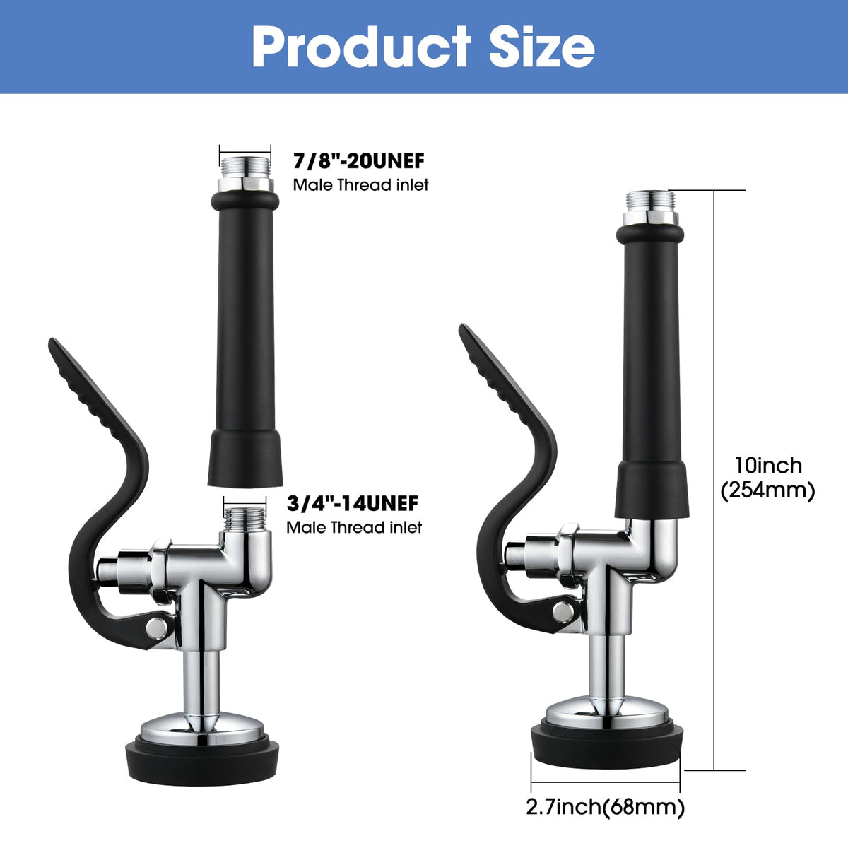 [2-Pack] HWM Pre Rinse Sprayer Commercial Sink Sprayer Head, 1.42GPM Spray Valve Dish Sprayers Nozzle with Handle Grip Assembly, Commercial Faucet Parts for Kitchen Sink - Gray