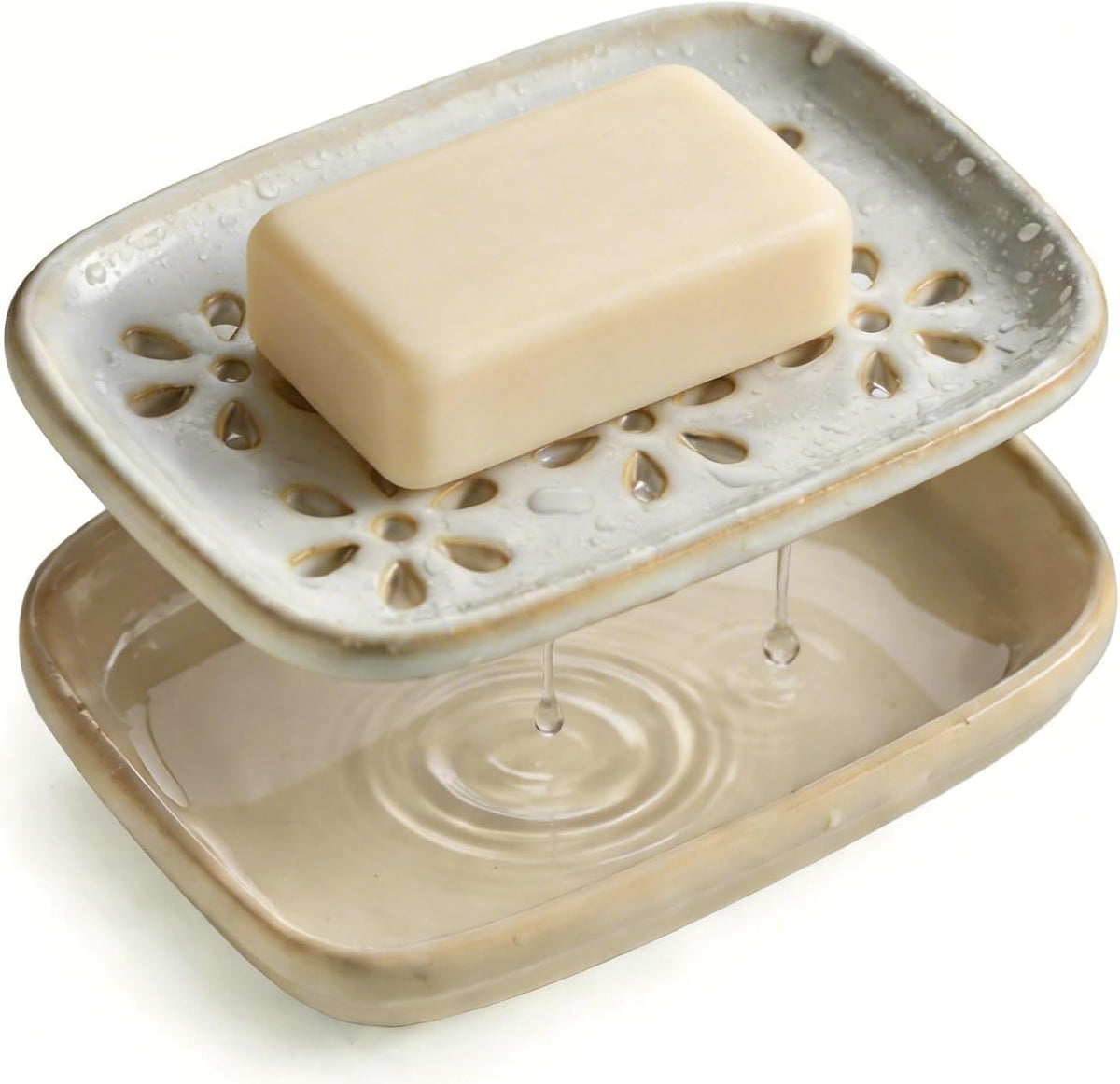 Miamolo Soap Dish for Shower with Drainage, Double Layer, Extends Soap Life