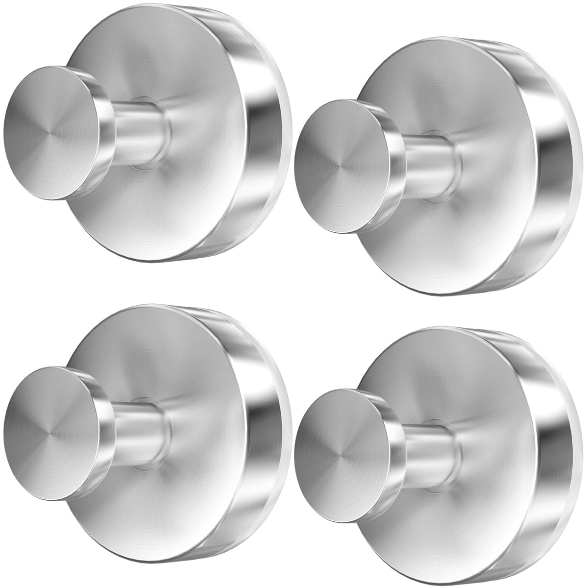 Suction Cup Hooks for Shower, 4 PCS No-Drill Towel Holder for Bathrooms Wall, Glass Door, Mirror, Tiles, Kitchen, Hold Robe & Wreath, Hanging up to 15 lbs – Waterproof & Rustproof, Loofah-Silver