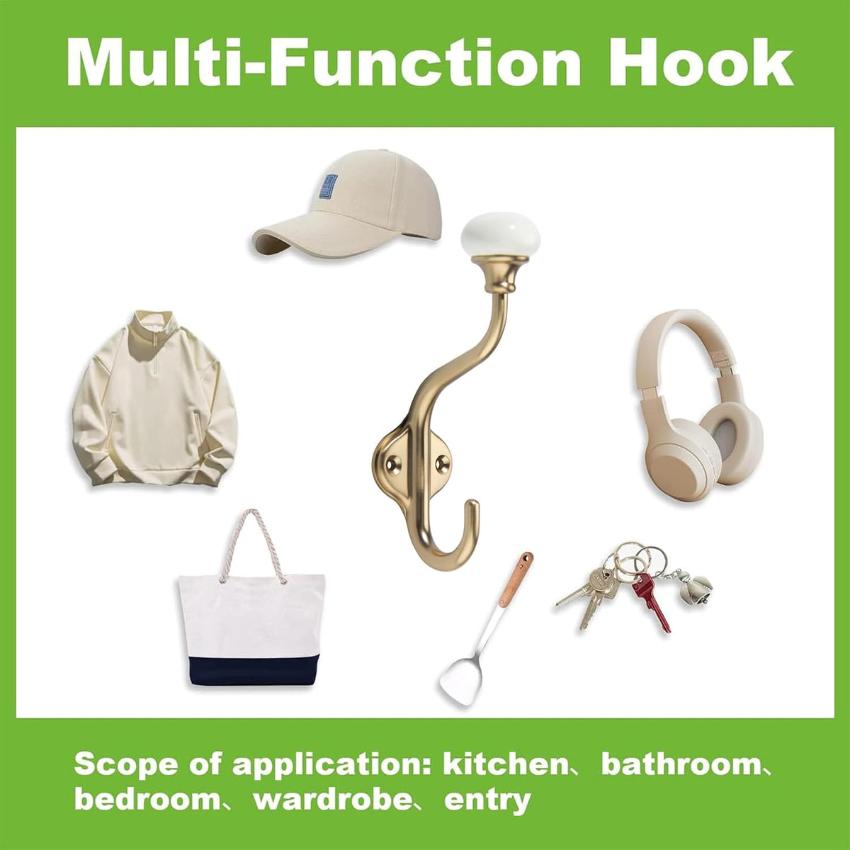 TUNNY Coat Hooks - 5 Pack Champagne Bronze Towel Hooks Robe Hooks Decorative Wall Hooks for Bathroom Bedroom Kitchen Towel Robe Clothes Cabinet Closet Bathroom Hardware