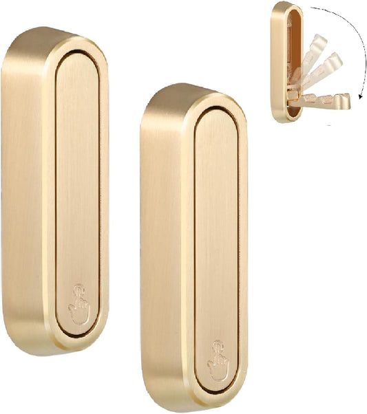 Dntorx Folding Coat Hooks, 2 Pcs Foldable Gold Wall Hooks Heavy Duty Foldable Hook Bathroom Towel Hooks Robe Hooks Wall Mounted for Hanging Coat Towels Clothes Hat Bags Keys