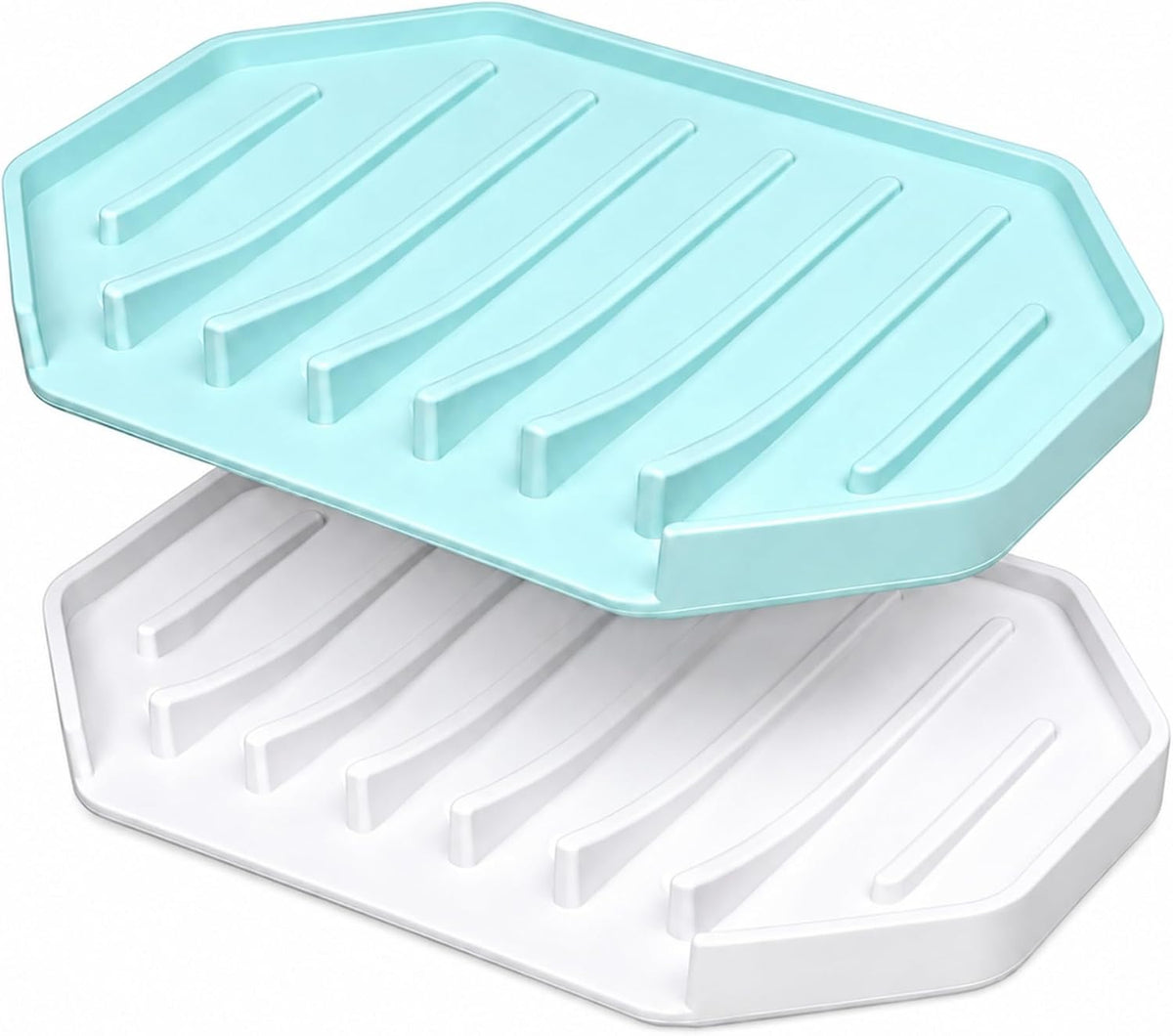 Bar Soap Holder for Shower, 2 Pack Silicone Soap Dish with Fast Drain