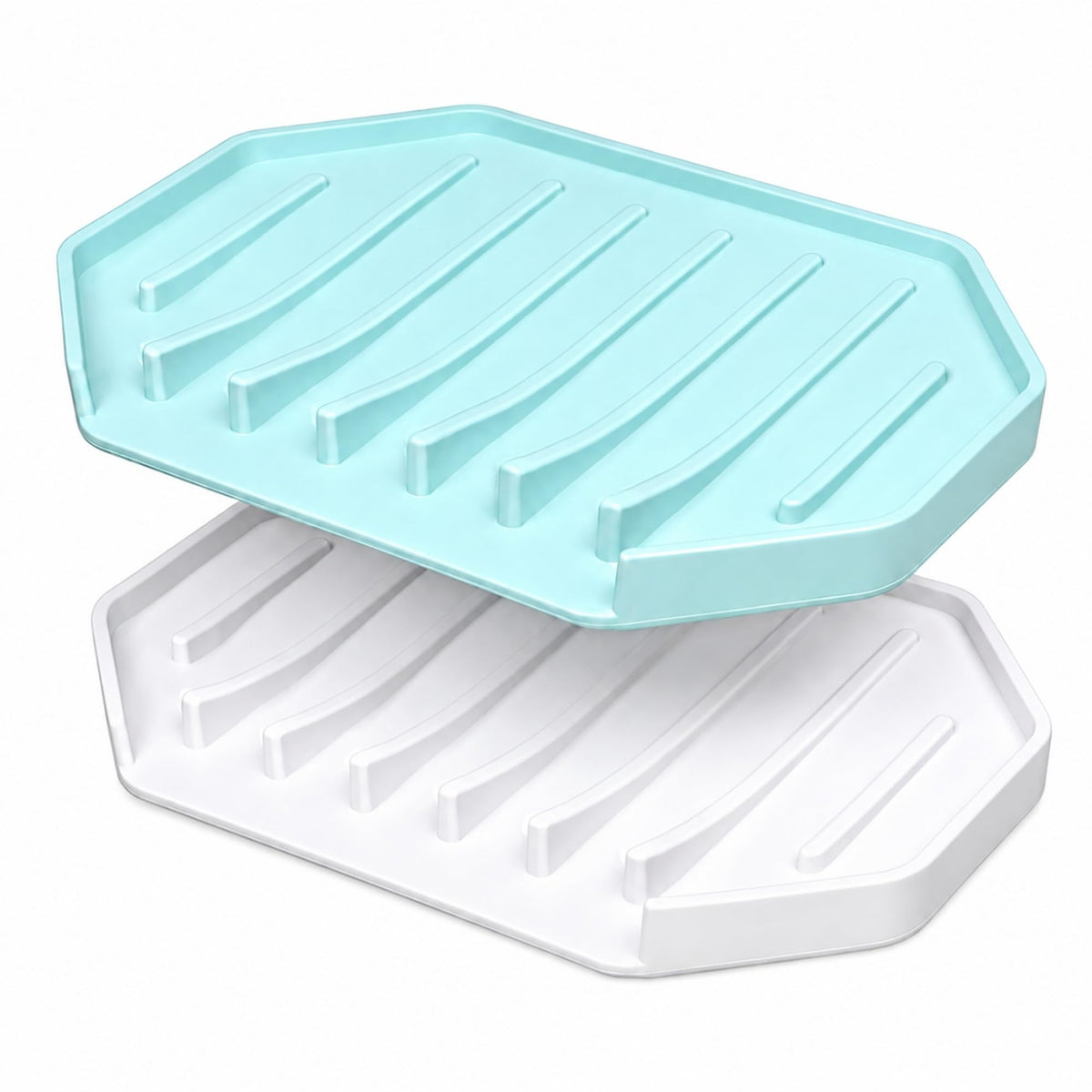 Bar Soap Holder for Shower, 2 Pack Silicone Soap Dish with Fast Drain