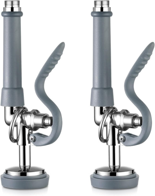 [2-Pack] HWM Pre Rinse Sprayer Commercial Sink Sprayer Head, 1.42GPM Spray Valve Dish Sprayers Nozzle with Handle Grip Assembly, Commercial Faucet Parts for Kitchen Sink - Gray