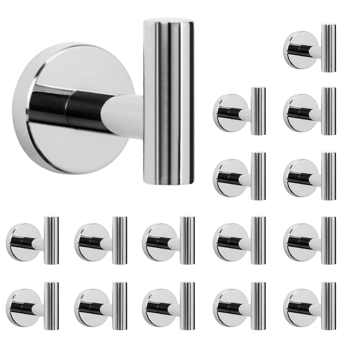 NearMoon Bath Towel Hooks- SUS 304 Stainless Steel Robe Hook Holder, Heavy Duty Coat Hook for Bathroom Livingroom Hotel Kitchen Garage, Wall Mounted (Chrome Finish, 4 Pack)