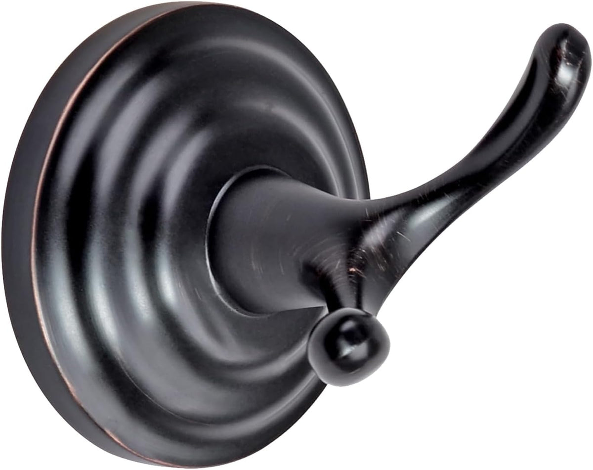 Amazon Basics Zinc Traditional Round Bathroom Towel and Robe Hook, Oil Rubbed Bronze, Easy Installation