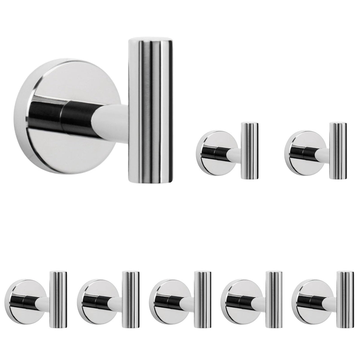 NearMoon Bath Towel Hooks- SUS 304 Stainless Steel Robe Hook Holder, Heavy Duty Coat Hook for Bathroom Livingroom Hotel Kitchen Garage, Wall Mounted (Chrome Finish, 4 Pack)