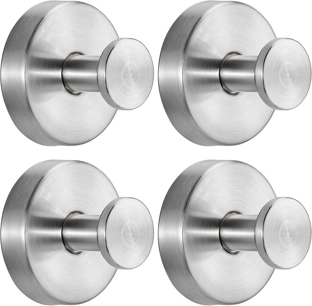 Suction Cup Hooks for Shower No-Drill Bathroom Hooks for Towels, Robes, Loofah Mountable on Bathroom Walls, Kitchen, Glass, Mirrors, Tile and Smooth,Non-Porous Surfaces (4, Brushed Nickel)